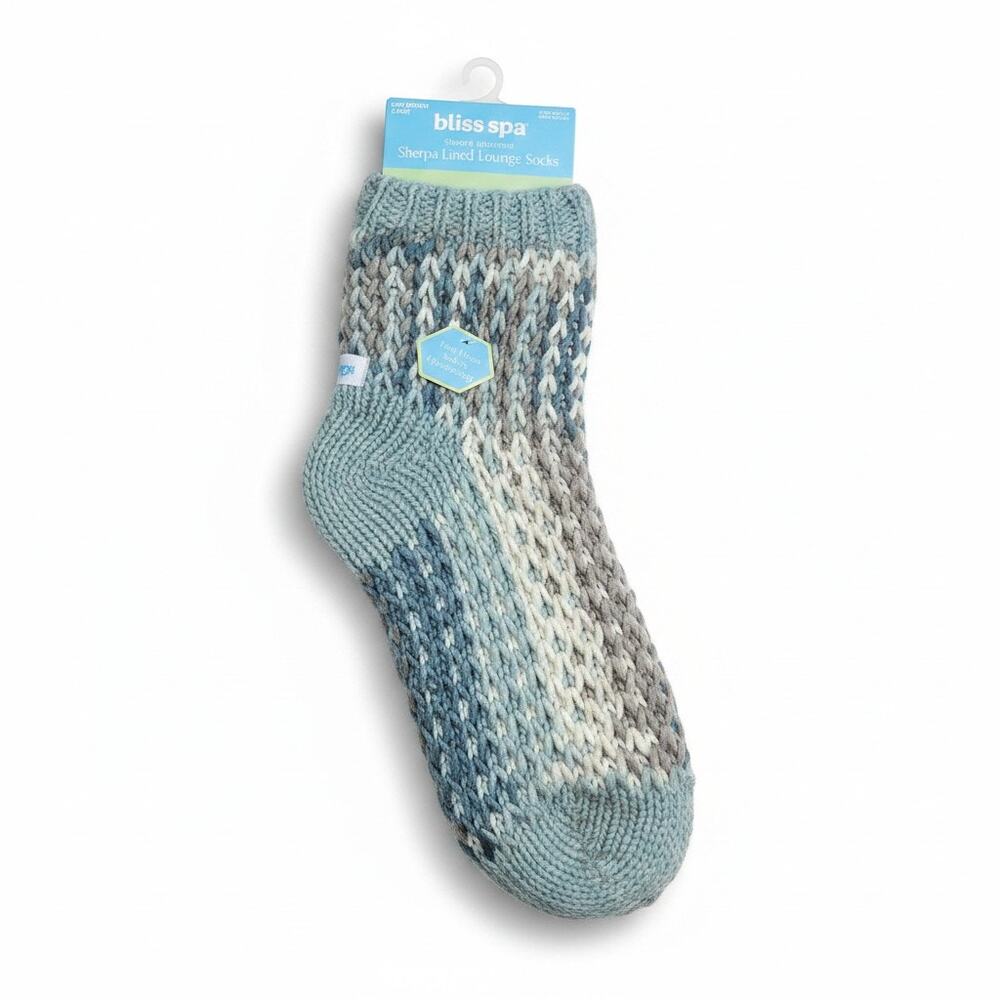 NEW Bliss Sherpa Lined Lounge Socks Aloe Vera Infused Socks Non Slip Grip